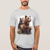 Bruin Beer met twee welpen T-shirt (Voorkant)