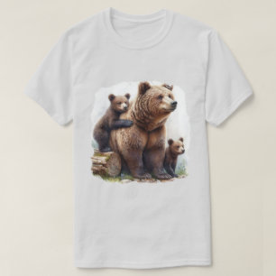 Bruin Beer met twee welpen T-shirt