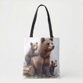 Bruin Beer met twee welpen Tote Bag (Voorkant)