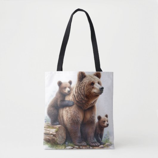 Bruin Beer met twee welpen Tote Bag (Voorkant)