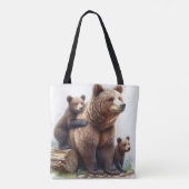 Bruin Beer met twee welpen Tote Bag (Achterkant)