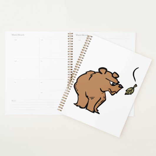 Bruin Beer met vallende herfstblad Schattigee dier Planner (Display)