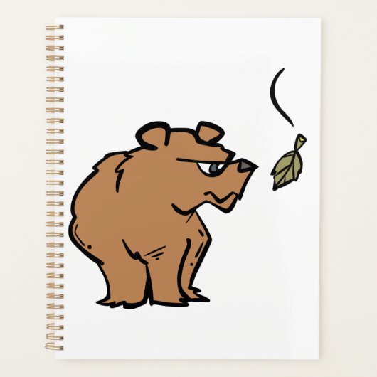 Bruin Beer met vallende herfstblad Schattigee dier Planner (Voorkant)