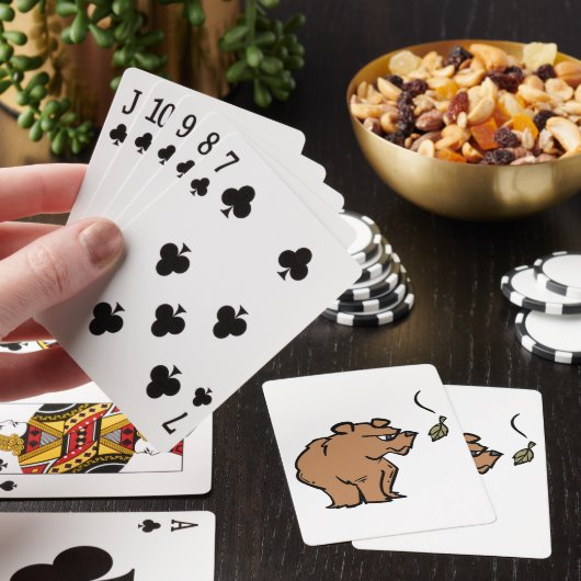Bruin Beer met vallende herfstblad Schattigee dier Pokerkaarten (Insitu)