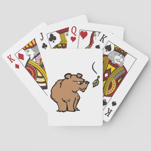 Bruin Beer met vallende herfstblad Schattigee dier Pokerkaarten (Achterkant)