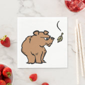Bruin Beer met vallende herfstblad Schattigee dier Servet (Insitu)