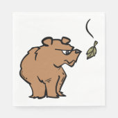Bruin Beer met vallende herfstblad Schattigee dier Servet (Voorkant)
