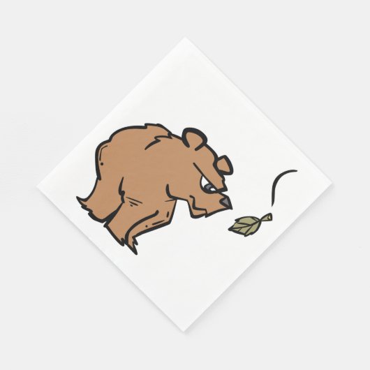 Bruin Beer met vallende herfstblad Schattigee dier Servet (Hoek)