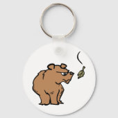 Bruin Beer met vallende herfstblad Schattigee dier Sleutelhanger (Achterkant)