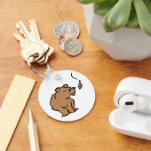 Bruin Beer met vallende herfstblad Schattigee dier Sleutelhanger