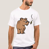 Bruin Beer met vallende herfstblad Schattigee dier T-shirt (Voorkant)