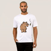 Bruin Beer met vallende herfstblad Schattigee dier T-shirt (Voorkant volledig)