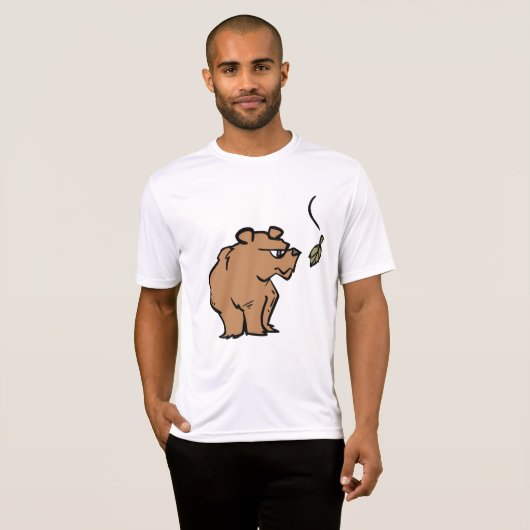Bruin Beer met vallende herfstblad Schattigee dier T-shirt (Voorkant volledig)