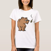 Bruin Beer met vallende herfstblad Schattigee dier T-shirt (Voorkant)