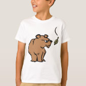 Bruin Beer met vallende herfstblad Schattigee dier T-shirt (Voorkant)