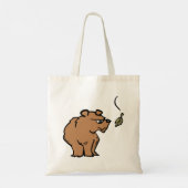 Bruin Beer met vallende herfstblad Schattigee dier Tote Bag (Achterkant)