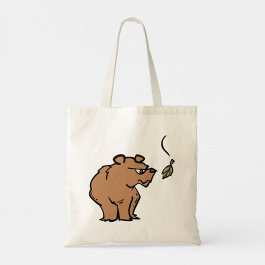 Bruin Beer met vallende herfstblad Schattigee dier Tote Bag (Achterkant)