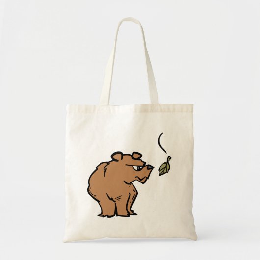 Bruin Beer met vallende herfstblad Schattigee dier Tote Bag (Voorkant)