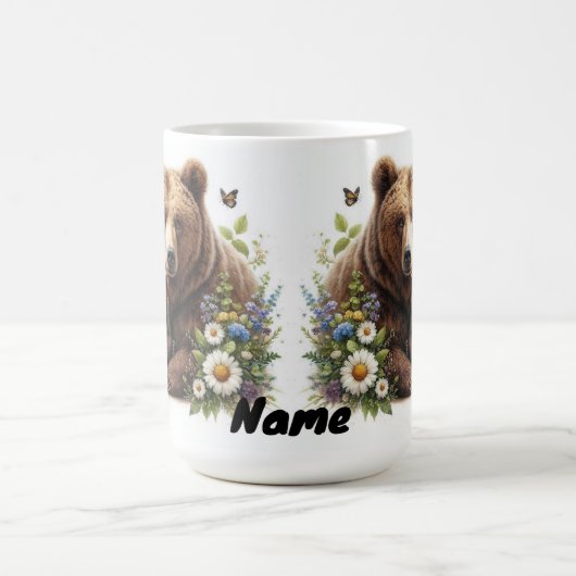 Bruin Beer met welpen in een bloemenweide Koffiemok (Center)