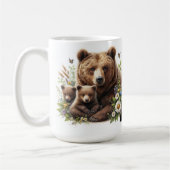 Bruin Beer met welpen in een bloemenweide Koffiemok (Links)