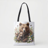 Bruin Beer met welpen in een bloemenweide Tote Bag (Voorkant)
