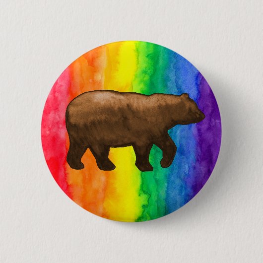 Bruin Beer op regenboogwas Buttonnen Ronde Button 5,7 Cm (Voorkant)