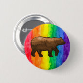 Bruin Beer op regenboogwas Buttonnen Ronde Button 5,7 Cm (Voorkant /achterkant)