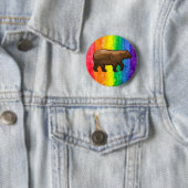 Bruin Beer op regenboogwas Buttonnen Ronde Button 5,7 Cm (In situ)