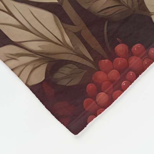 Bruin Beer Rode bessen William Morris Geïnspireerd Fleece Deken (Hoek)