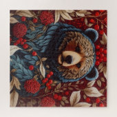 Bruin Beer Rode bessen William Morris Geïnspireerd Legpuzzel (Horizontaal)