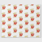 Bruin Beer Rood Heart Wrappapier Cadeaupapier (Vlak)