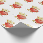 Bruin Beer Rood Heart Wrappapier Cadeaupapier (Hoek)