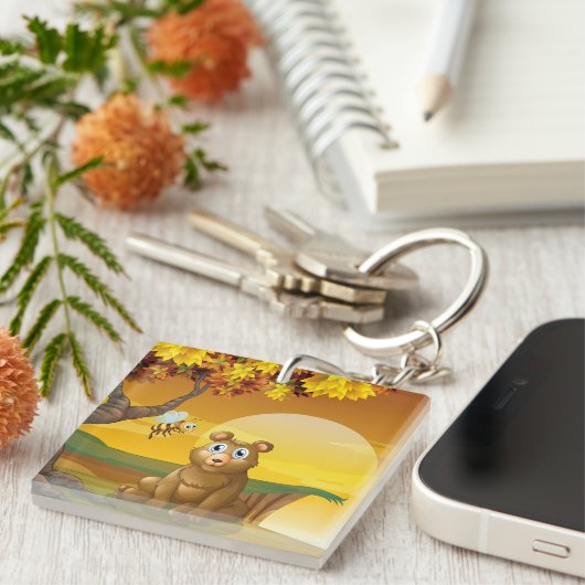 Bruin Beer Sunset Sleutelhanger (Voorkant Rechts)