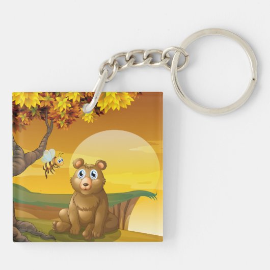 Bruin Beer Sunset Sleutelhanger (Achterkant)