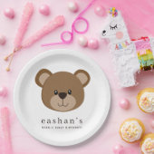 Bruin Beer Thema Papieren Bordje (Feest)