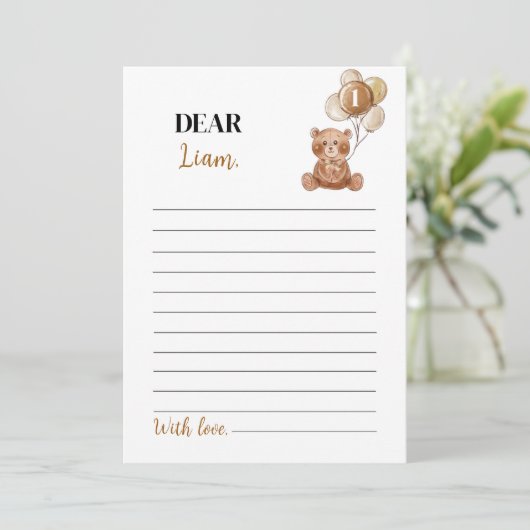 Bruin Beer Verjaardag Tijd Capsule Bericht Kaart (Staand voorkant)