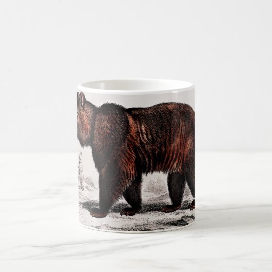 Bruin Beer vintage geïllustreerd Koffiemok (Center)