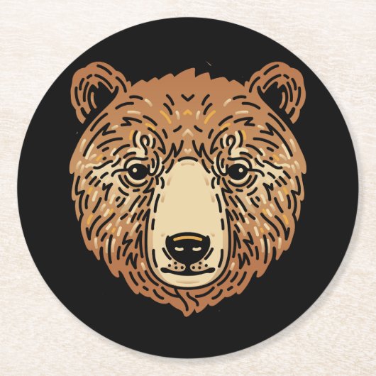 Bruin Beer voor de herfst Ronde Kartonnen Onderzetter (Voorkant)