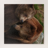 Bruin Beer Vrouw staren op man Legpuzzel (Horizontaal)