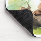 Bruin Beer welp op log Muismat (Hoek)