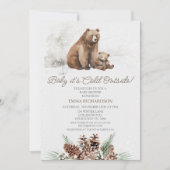 Bruin Beer welp Winter Baby shower Invitation Kaart (Voorkant)