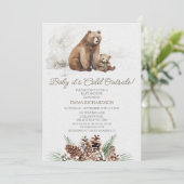 Bruin Beer welp Winter Baby shower Invitation Kaart (Staand voorkant)