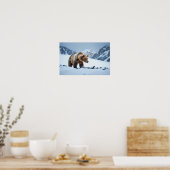 Bruin Beer Winterlandschap Poster (Keuken)