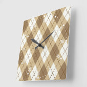 Bruin Beige Argyle Pattern Acrylwandklok Vierkante Klok (Hoek)
