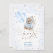 Bruin Beige Beren ballonnen Sterren Baby shower Kaart (Achterkant)