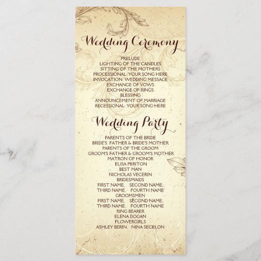  bruin, beige blaadprogramma programmakaart (Achterkant)