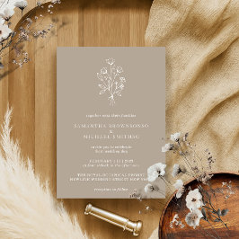 Bruin Beige Bloem Boeket Boho Minimaal Botanisch Kaart