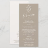 Bruin Beige Bloem Boheemse Eenvoudige Botanische Menu (Voorkant / Achterkant)