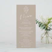 Bruin Beige Bloem Boheemse Eenvoudige Botanische Menu (Staand voorkant)