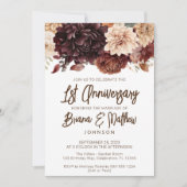 Bruin Beige Bloemen 1e Bruiloft Jubileum Kaart (Voorkant)